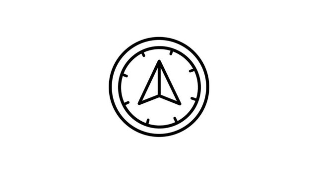 Compass navigation arrow animated icon. Direction, map location, global positioning system, travel, route, journey, guidance, and street animation video footage. 4k