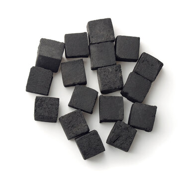 Top view of natural charcoal cubes