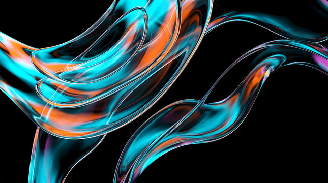 Abstract 3 d visualization of swirling, glowing energy streams swirls
