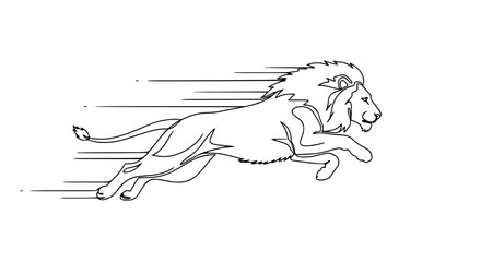 Obraz premium Dynamic Lion Running Fast - Line Art Illustration, Speed Motion Blur