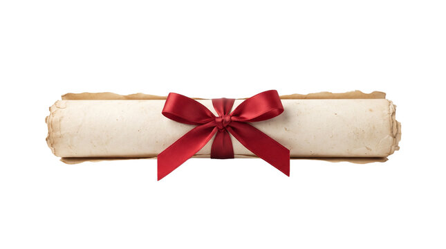 scroll with red ribbon isolated on transparent background png