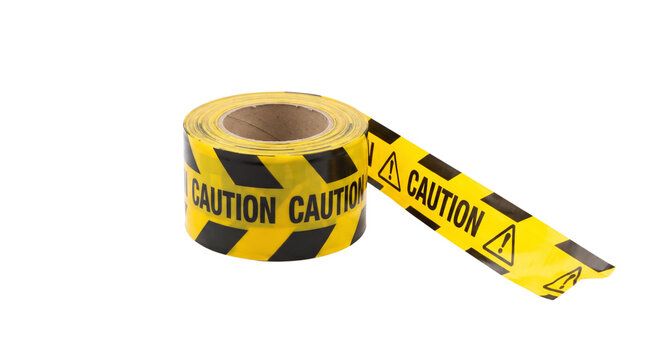 yellow caution tape roll isolated on transparent background png