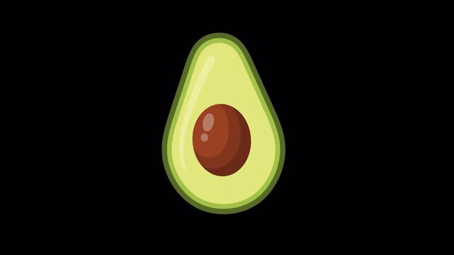 Minimalist Organic Avocado Fruit Animation Loop With Alpha Channel