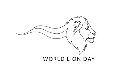 Fototapeta premium World Lion Day: Minimalist Lion Head Silhouette Vector Art for Conservation Awareness