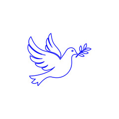 Obraz premium icon of a flying dove carrying a branch