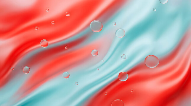 Abstract gradient background, with red, pink, and teal swirls, and dots