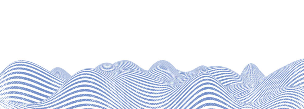 Vector light blue wavy parallel lines with grunge texture on white background. Distressed stripe pattern, minimalist line art.