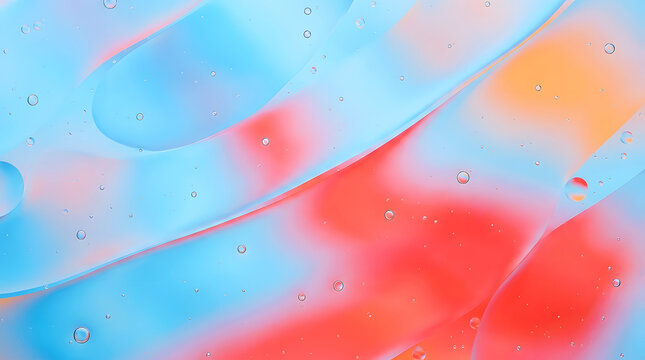 Abstract liquid splash with gradient colors and water droplets