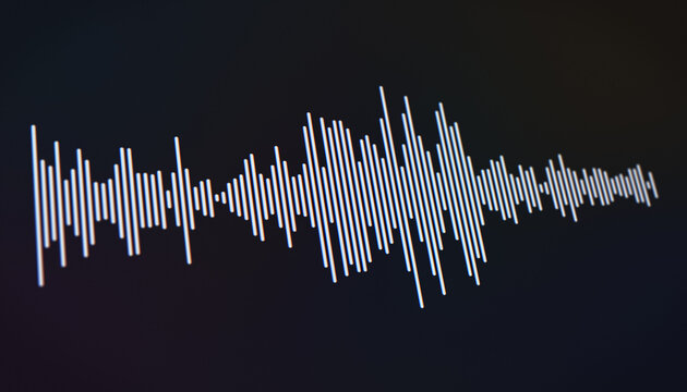 Illustration of a voice recording or broadcasting with sound waveform, voice message - close-up.