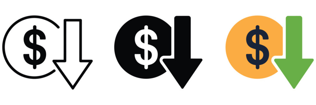Cost Reduction Icon Representing Expense Management Cost Savings Budget Control and Financial Efficiency Symbols vector design
