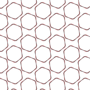 A sleek and minimalist pattern featuring interconnected hexagon shapes, creating a modern geometric texture. Seamless geometric pattern with repeating hexagonal shapes and minimal black red outline