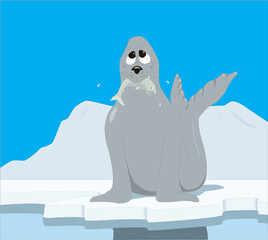 Obraz premium Seal feeding in the ocean illustrated in clean vector style. 