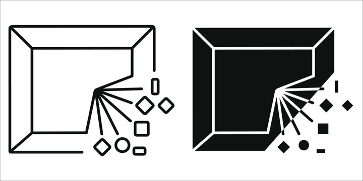 AI Image Generator Vector Icon Set, Artificial Intelligence Picture Creation, Digital Art & Prompt Generation Icon, Outline and Glyph Style Editable Stroke Technology Illustration