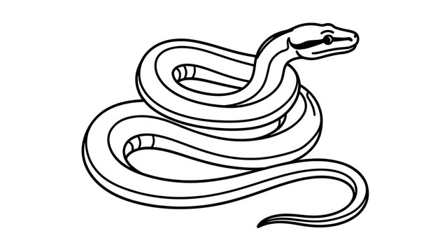 Black and white snake illustration on white background.