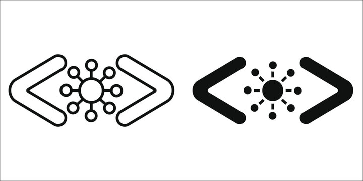 AI Coding Assistant Vector Icon - Artificial Intelligence Code Development, Machine Learning, & Smart Programming Symbol Set (Editable Stroke & Solid)