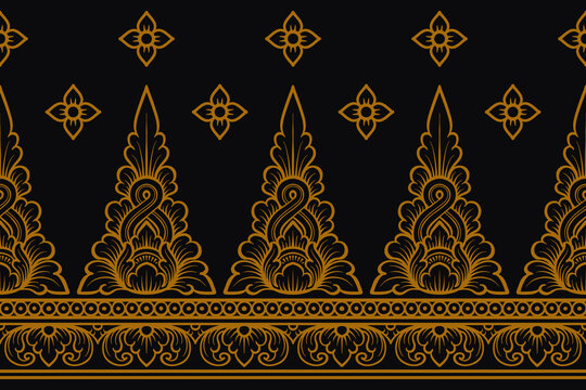 Traditional Balinese seamless pattern vector. Indonesian ethnic floral ornament background for textile print, luxury wallpaper, wrapping paper, and fashion fabric design.
