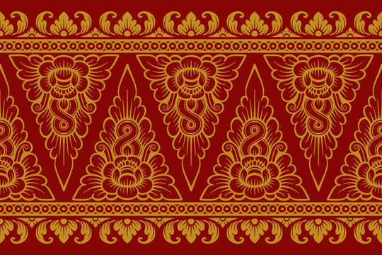 Traditional Balinese seamless pattern vector. Indonesian ethnic floral ornament background for textile print, luxury wallpaper, wrapping paper, and fashion fabric design.