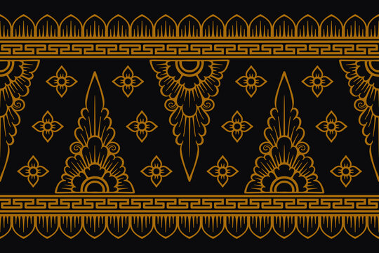 Traditional Balinese seamless pattern vector. Indonesian ethnic floral ornament background for textile print, luxury wallpaper, wrapping paper, and fashion fabric design.