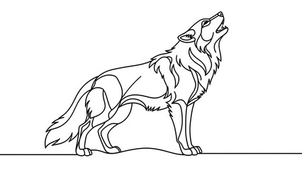 Obraz premium Howling wolf illustration on white background.