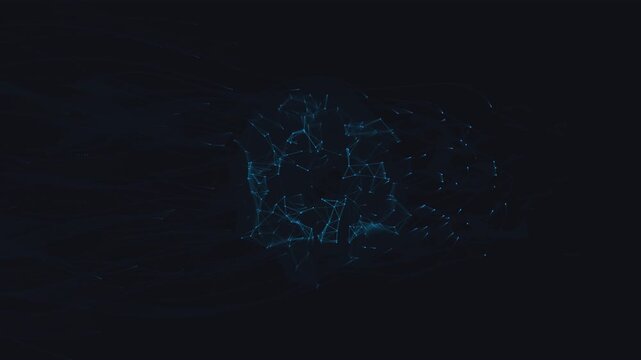 Abstract plexus network motion background with glowing blue nodes connected by lines in dark space.