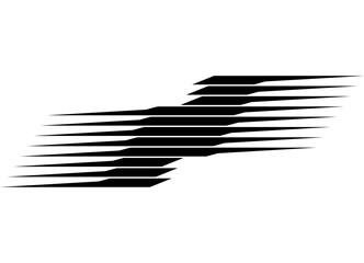 Naklejka premium Vector pattern of sharp black parallel lines on a white background. Sports application on the body of a car, boat, motorcycle, sportswear, toy. Design element in a racing style. Vector background for 