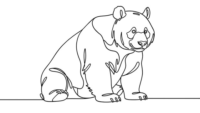 Black and white bear illustration on white background.