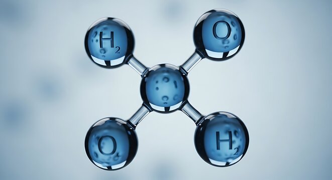 Water molecule structure h2o concept model with molecule chemistry hydrogen