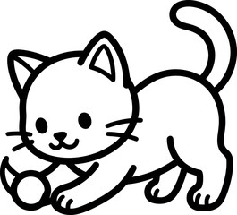 Cute Cartoon Kitten Playing with Ball © Eca