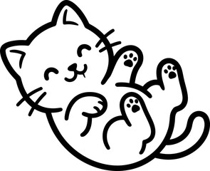 Cute Kitten Rolling Playful Joyful Cartoon Vector Illustration © Eca