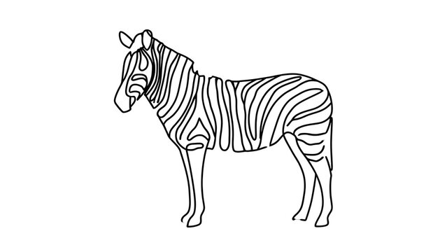 Black and white zebra line art white background.