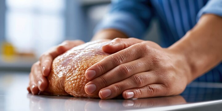 Artisan baker shapes rustic loaf with care