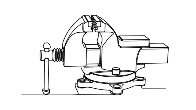 Vintage metal bench vise on white background.
