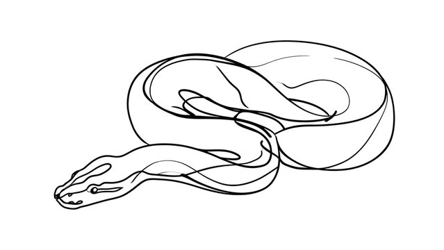 Coiled snake illustration on white background.