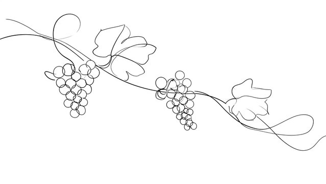 Elegant grape vine sketch on white background.