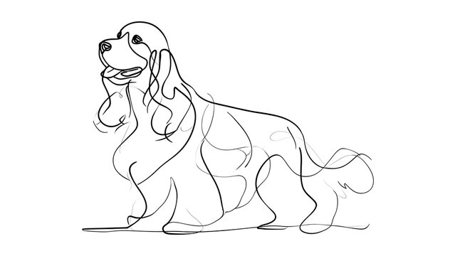 Cute spaniel dog sketch on white background.