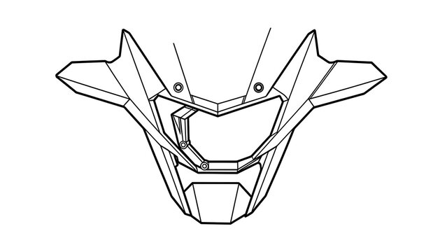 Motorcycle front fairing design white background.