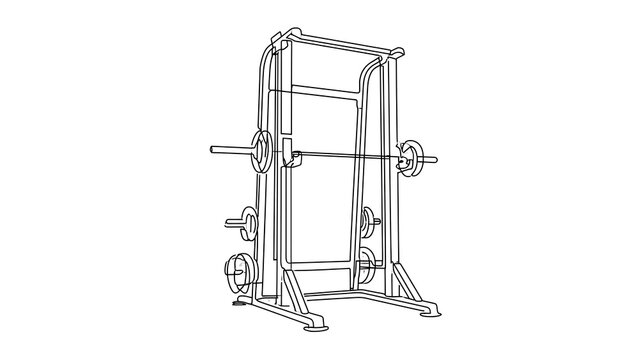 Home gym power rack on white background.