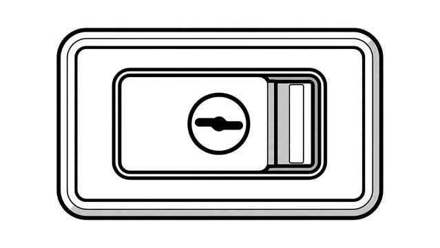 Minimalist lock icon on white background.