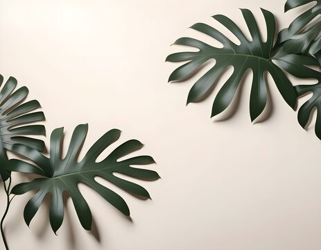 Minimalist Botanical Leaf Shadows on Textured Neutral Background