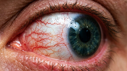 Close-up of human eye with severe redness and inflammation © designer rofiqul