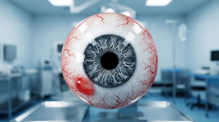 Close-up of human eye with visible vessels and red veins iris © designer rofiqul