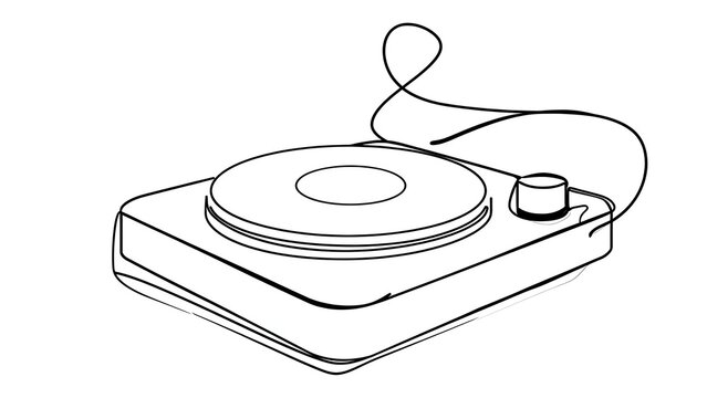 Vintage record player illustration white background.