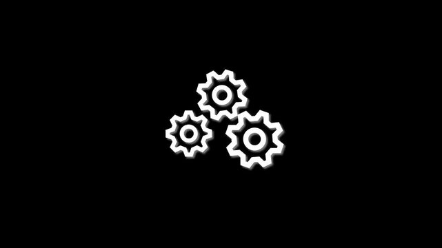 Cogwheel gear spinning around animation. cog wheel icon turning animated background. Motion graphics of teamwork concept