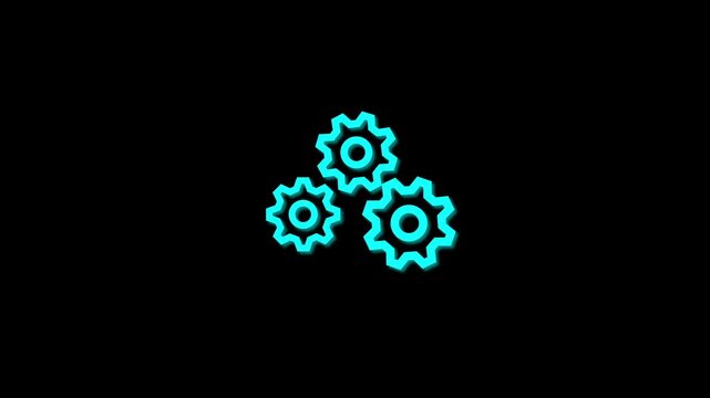 Cogwheel gear spinning around animation. cog wheel icon turning animated background. Motion graphics of teamwork concept