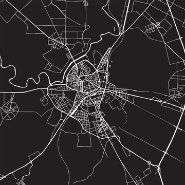 Vector Street Map of Larissa Greece Black and White Minimalist City Road Map