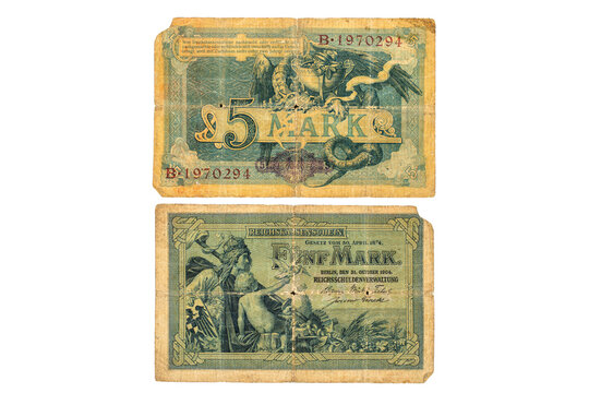 State treasury stamp of the German Empire, denomination 5 marks, 1904