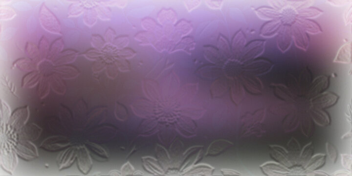 Abstract floral pattern background with soft purple light and glass texture.