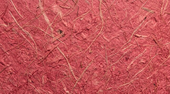 Abstract red textured paper background with organic fibers