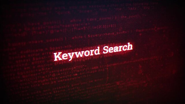 Keyword search text reveal with digital code background in a cybersecurity setting hacking programming computer technology data information network internet security encryption