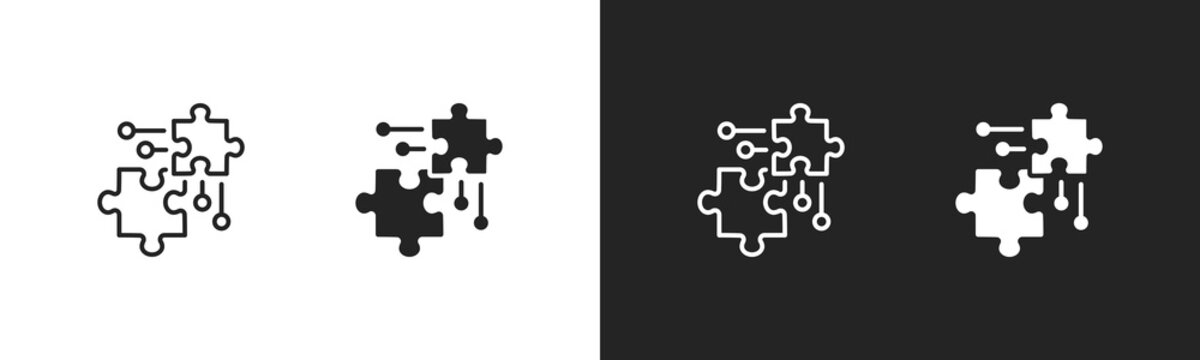 Integration Icon. Set of icons in Two-tone background. Black and white collection.